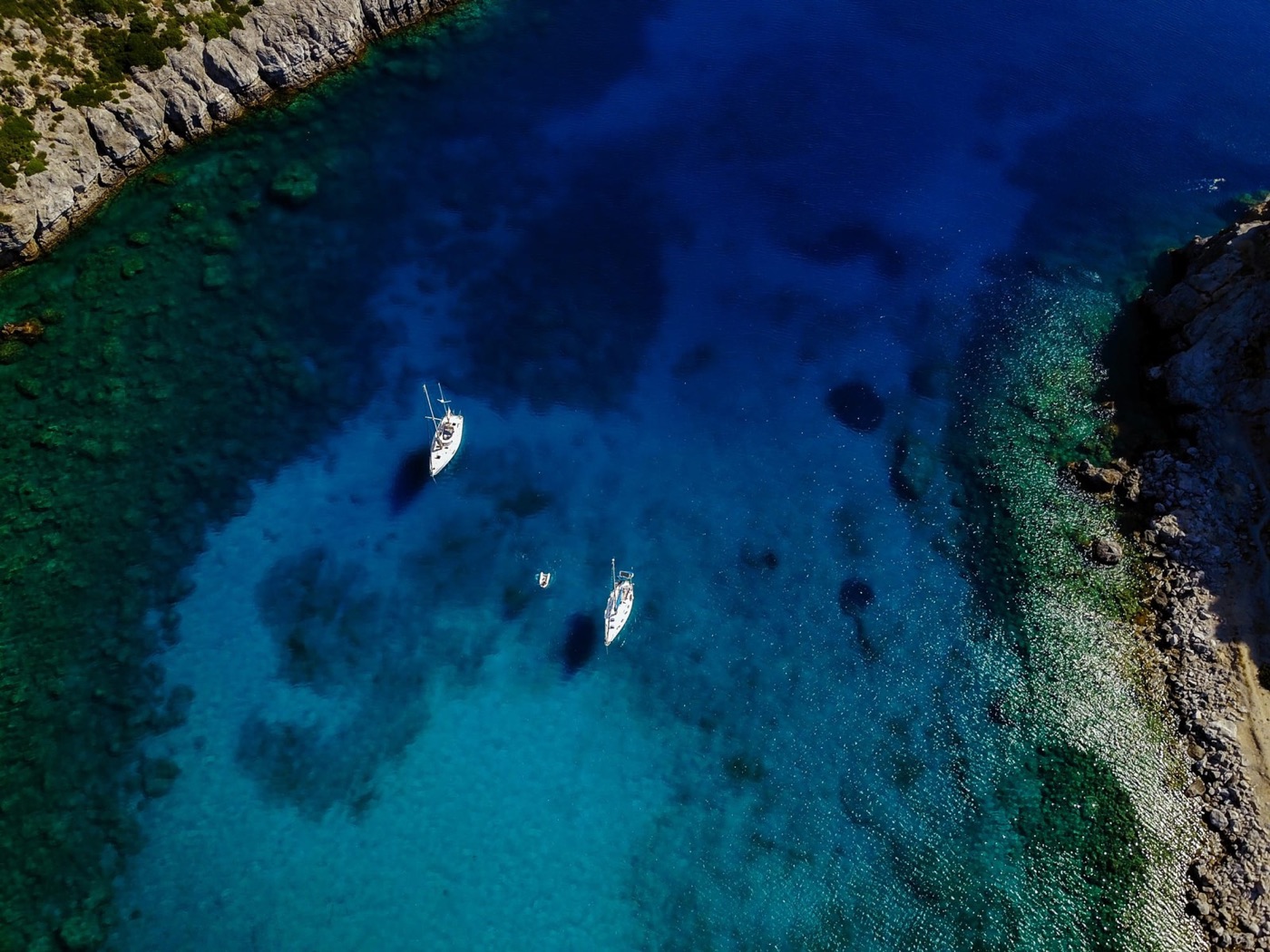 Adriatic lagoon near Šolta and Brač, Croatia