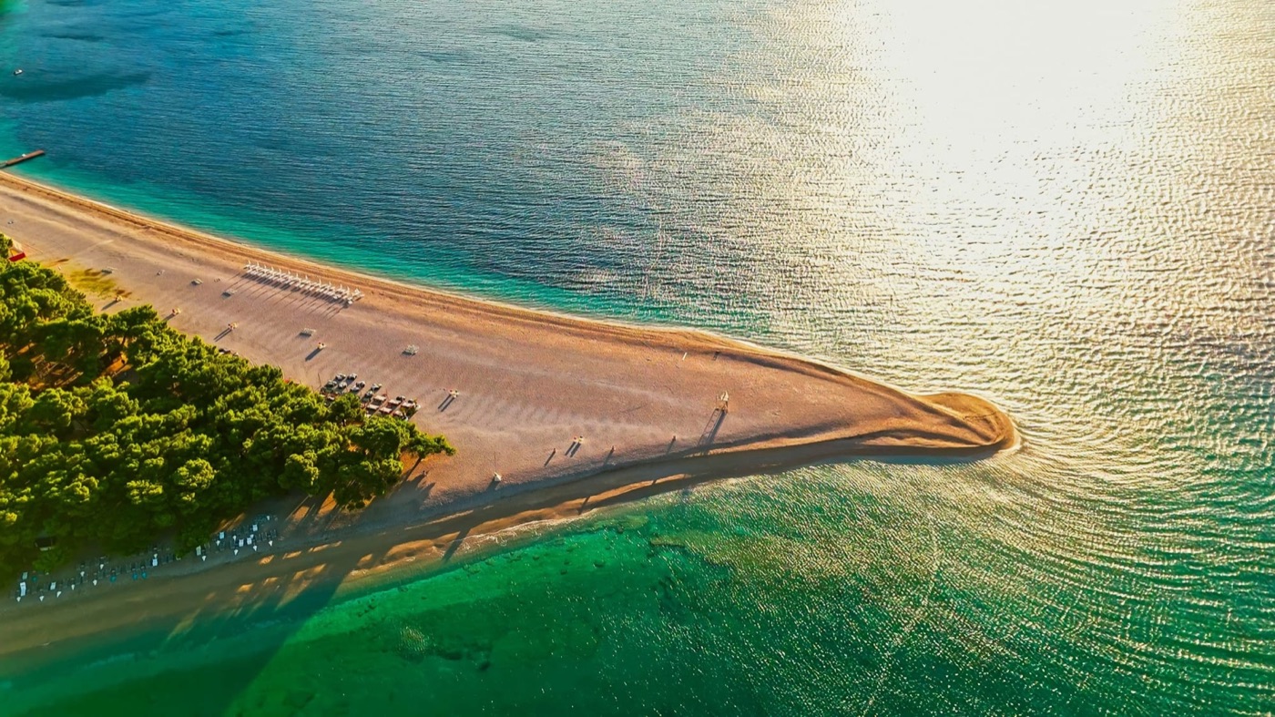 Zlatni Rat golden horn beach peninsula on Brač Island, Croatia